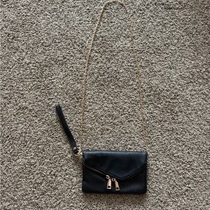 Urban Expressions Black Clutch with Gold Chain